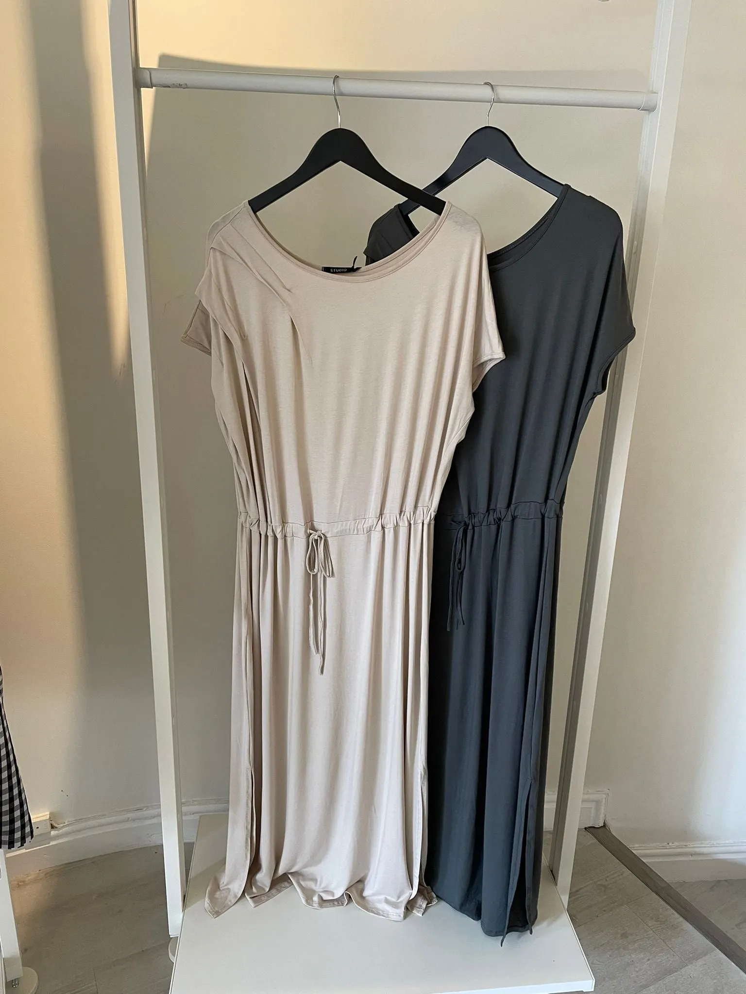 Pleat Shoulder Maxi Dress