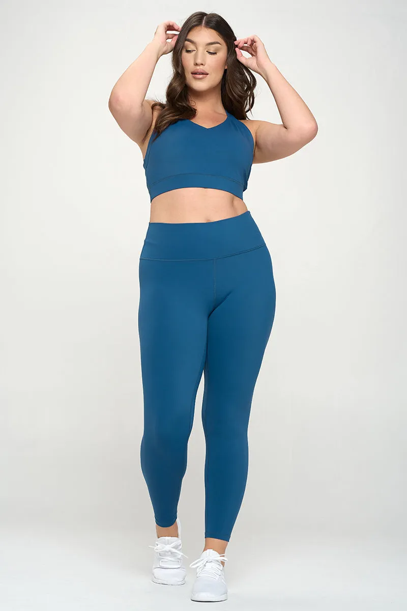 PLUS SIZE SUPER SOFT Sport Bra and Leggings Active Set