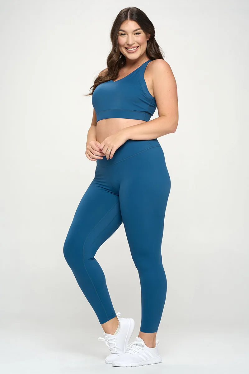 PLUS SIZE SUPER SOFT Sport Bra and Leggings Active Set