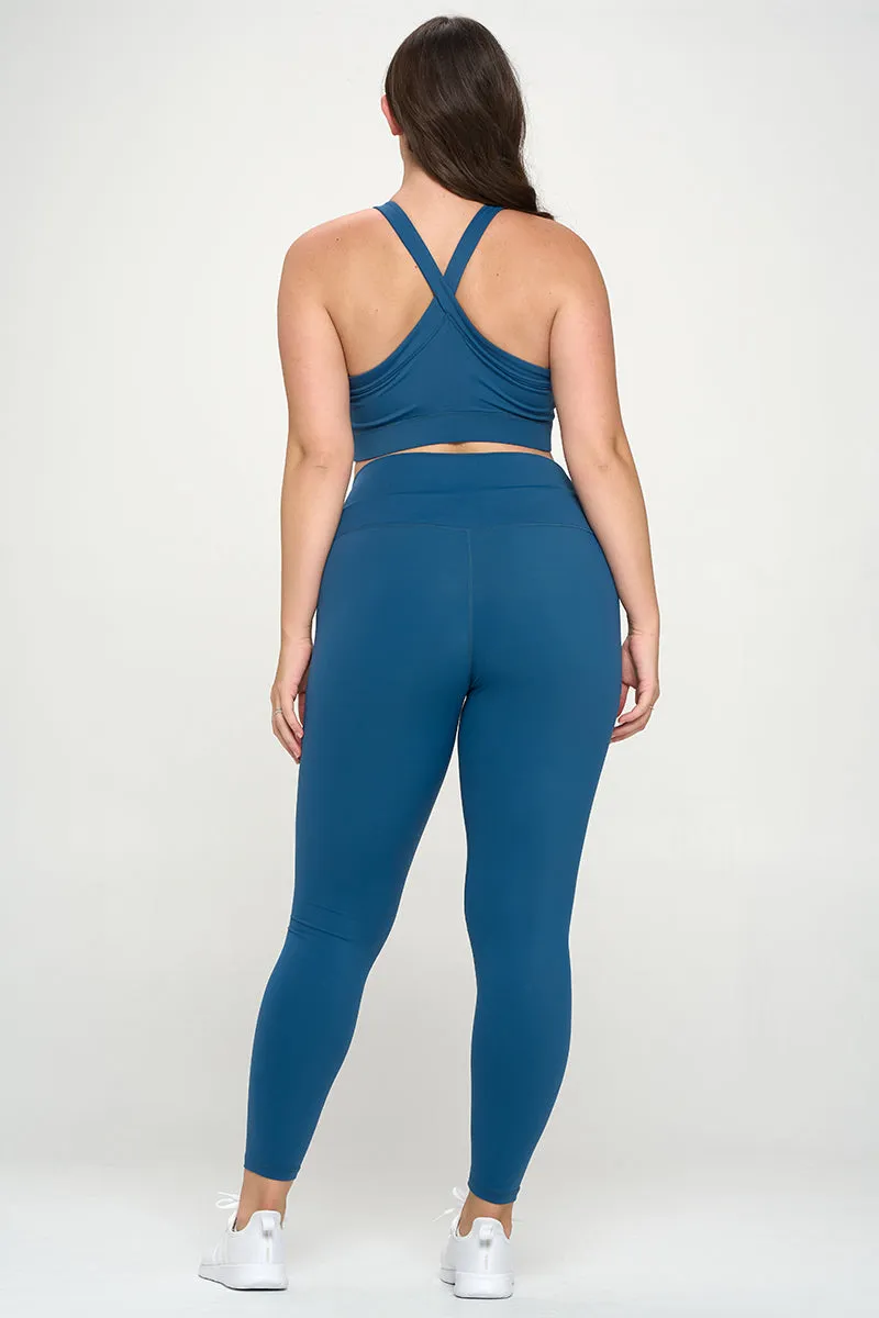 PLUS SIZE SUPER SOFT Sport Bra and Leggings Active Set