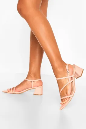 Pointed Strappy Low Block Heel Sandals