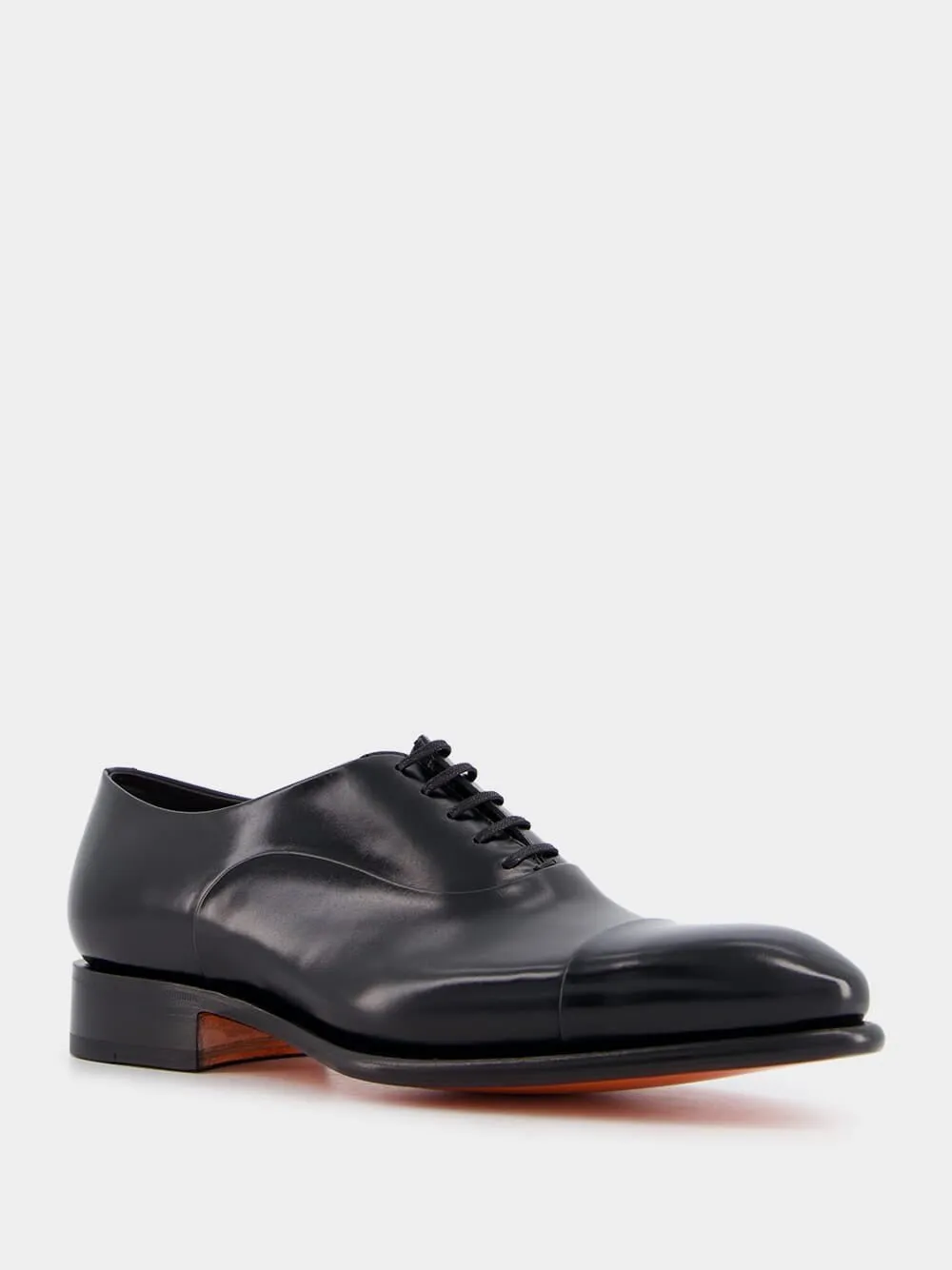 Polished Black Leather Oxford Shoes