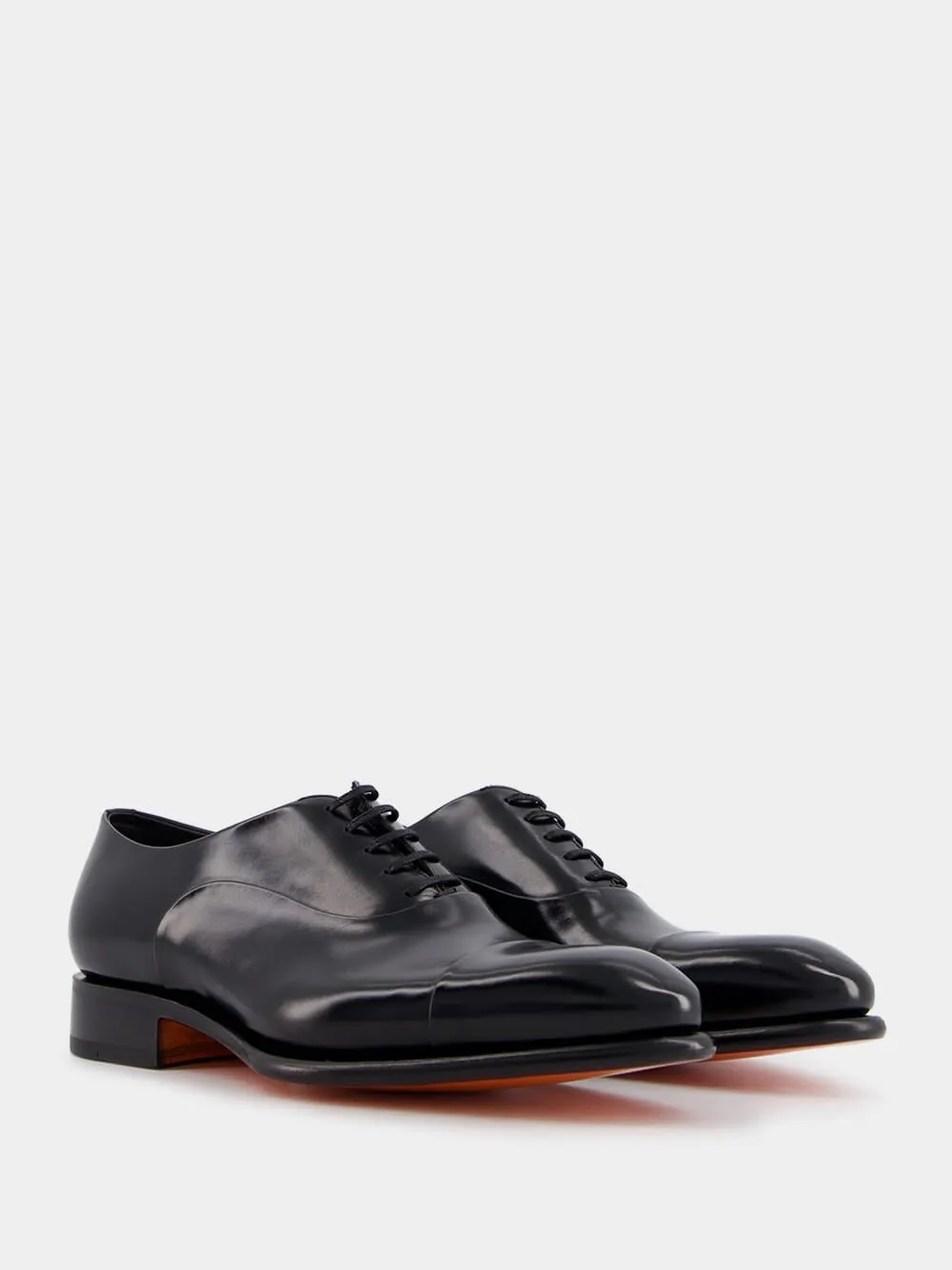 Polished Black Leather Oxford Shoes