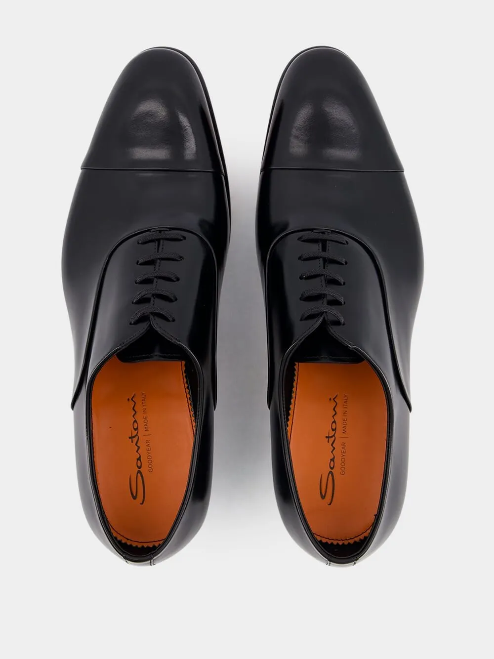 Polished Black Leather Oxford Shoes