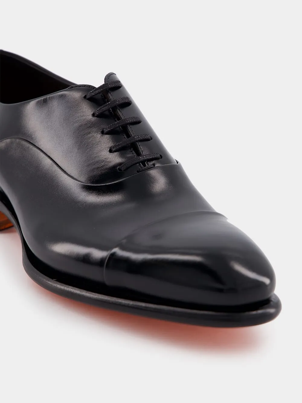 Polished Black Leather Oxford Shoes