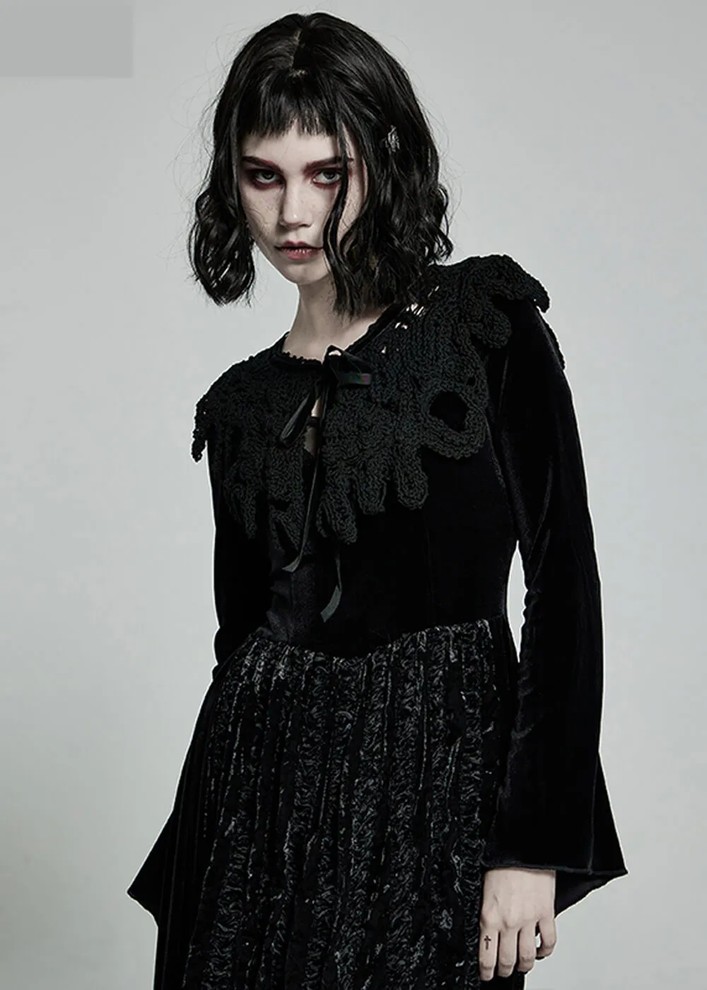 Gothic Punk Rave Black Lace Collar - Shop Now!