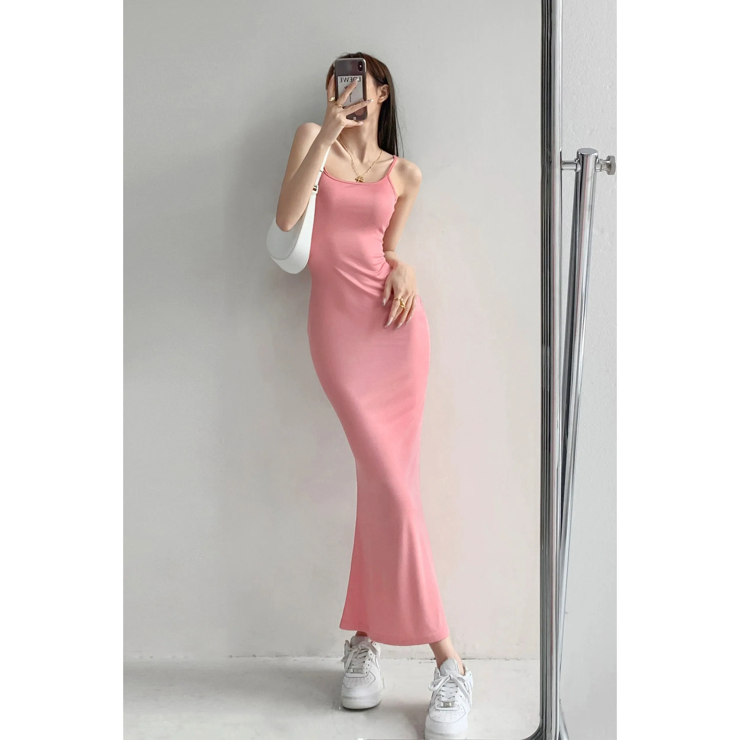 Pure desire sexy figure hot girl suspender dress female spring and autumn inner wear slim elastic hip fishtail long skirt trend