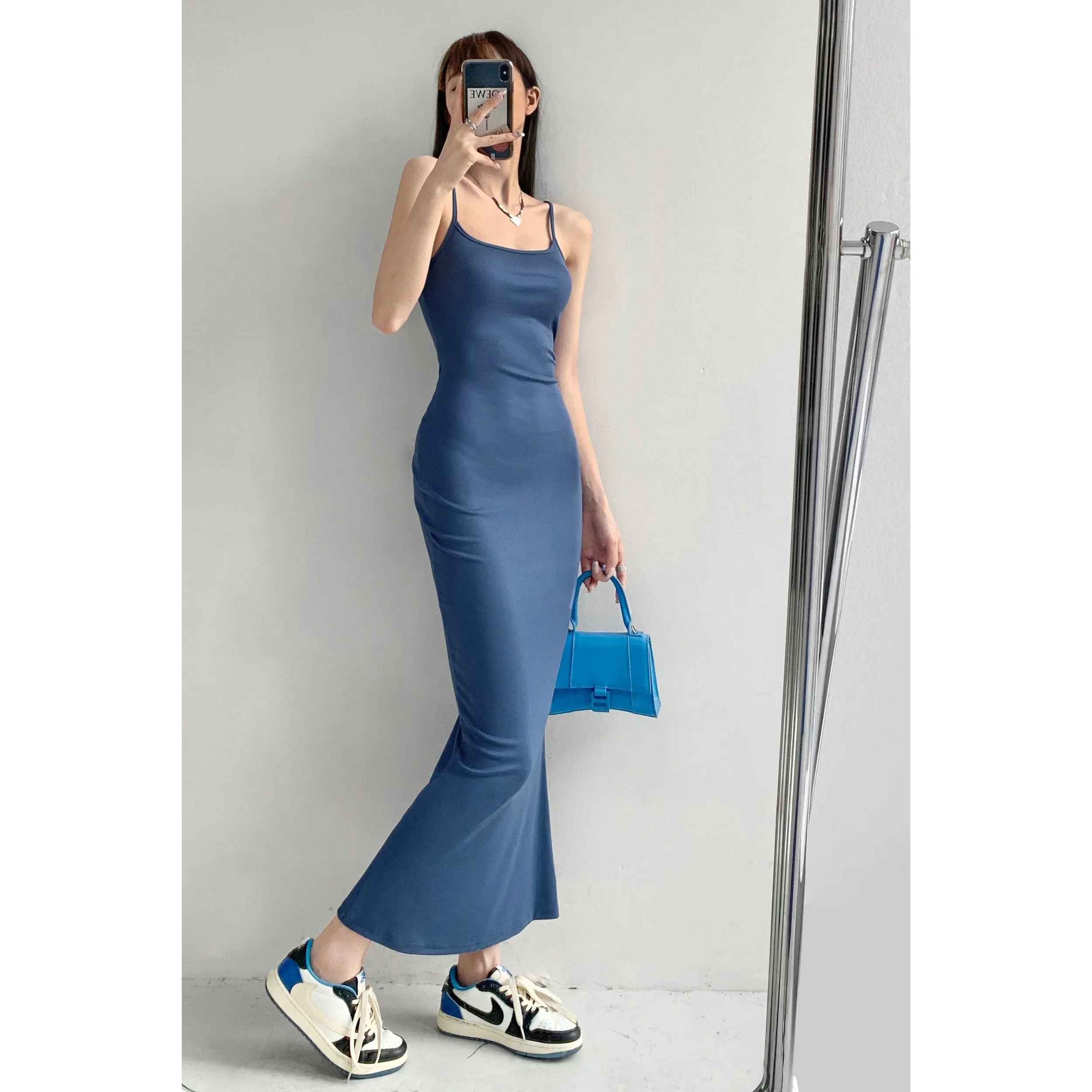 Pure desire sexy figure hot girl suspender dress female spring and autumn inner wear slim elastic hip fishtail long skirt trend