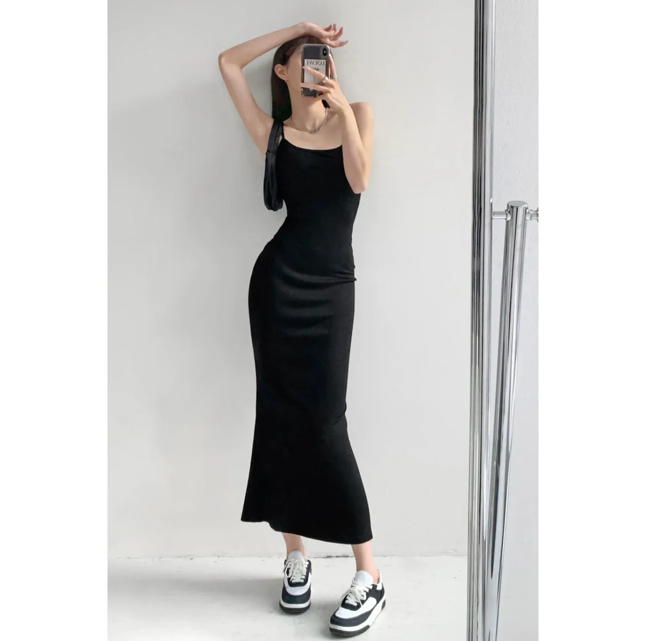 Pure desire sexy figure hot girl suspender dress female spring and autumn inner wear slim elastic hip fishtail long skirt trend