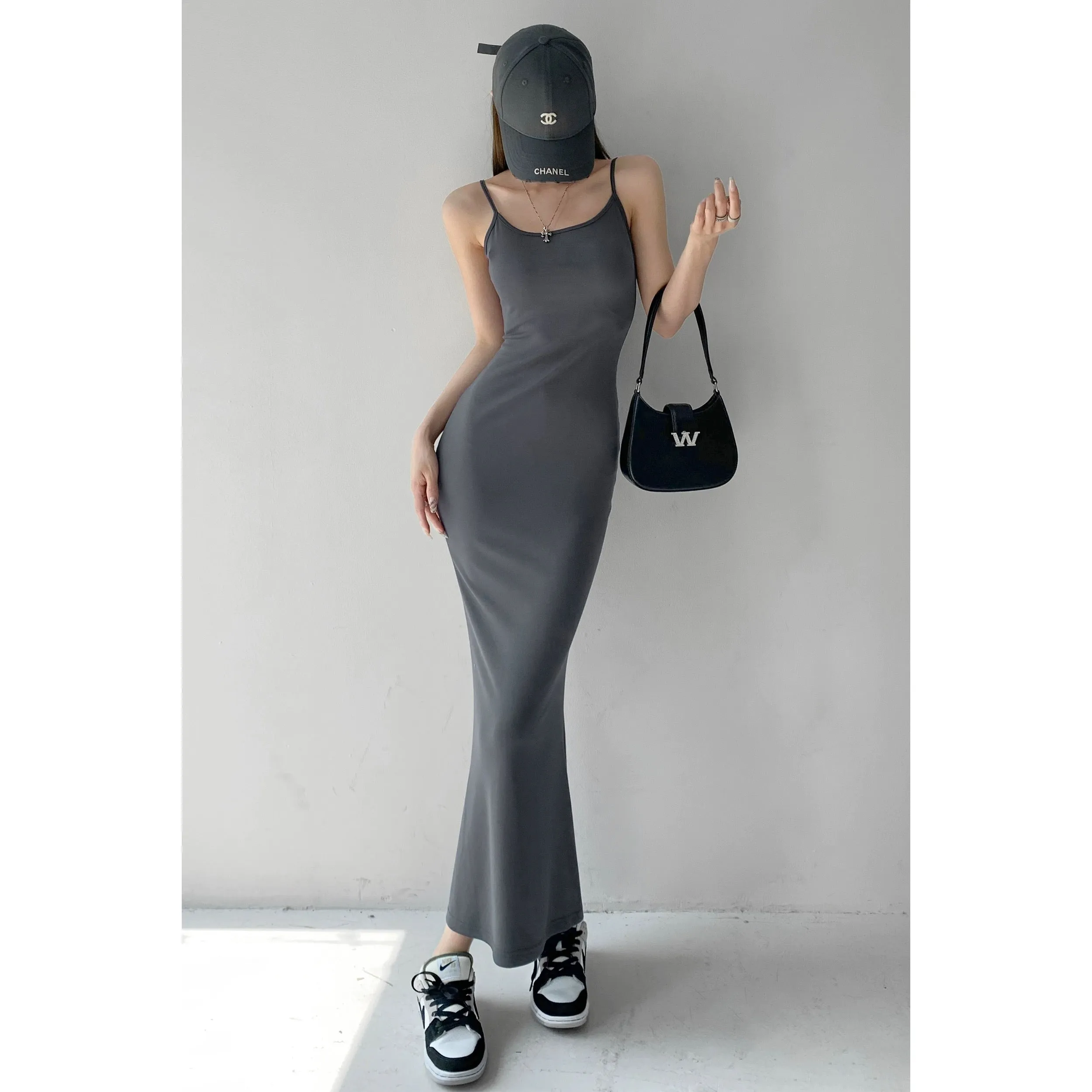 Pure desire sexy figure hot girl suspender dress female spring and autumn inner wear slim elastic hip fishtail long skirt trend