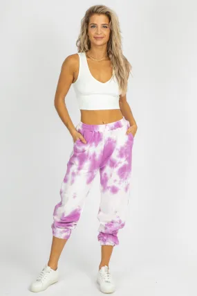 PURPLE TIE DYE FRENCH TERRY JOGGERS