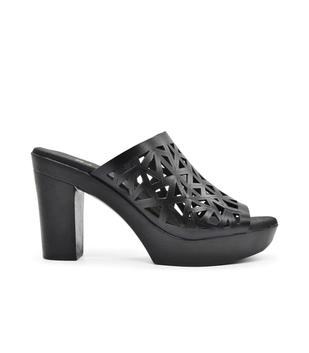 Ragazza Leather Mule with heel- Black