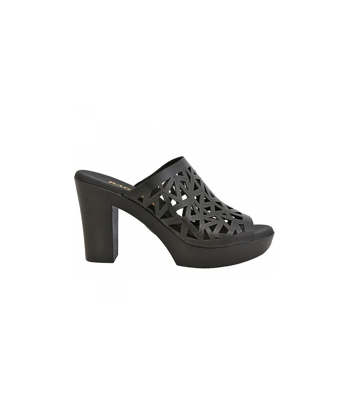 Ragazza Leather Mule with heel- Black