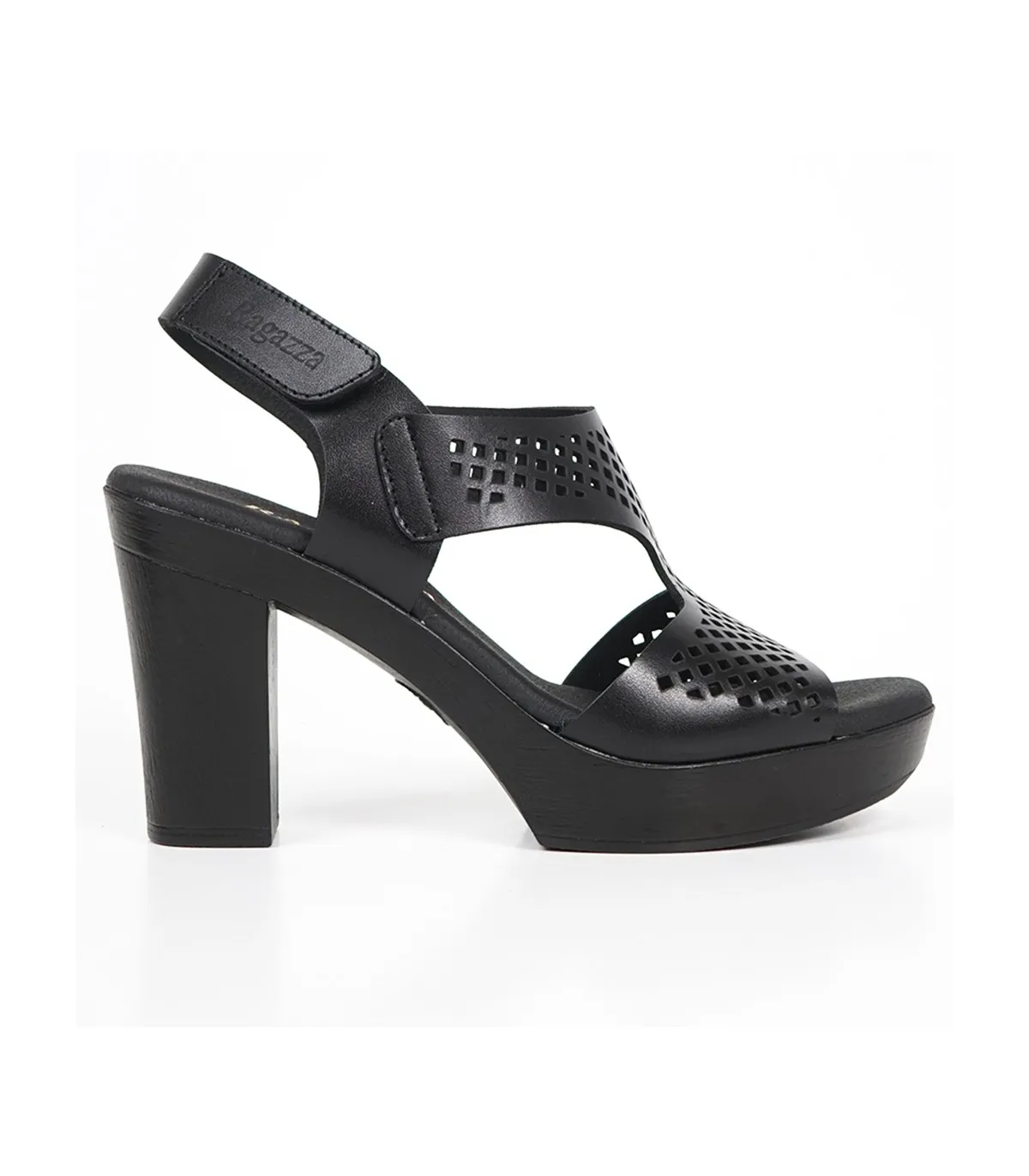 Ragazza Leather with heel Sandal- Black