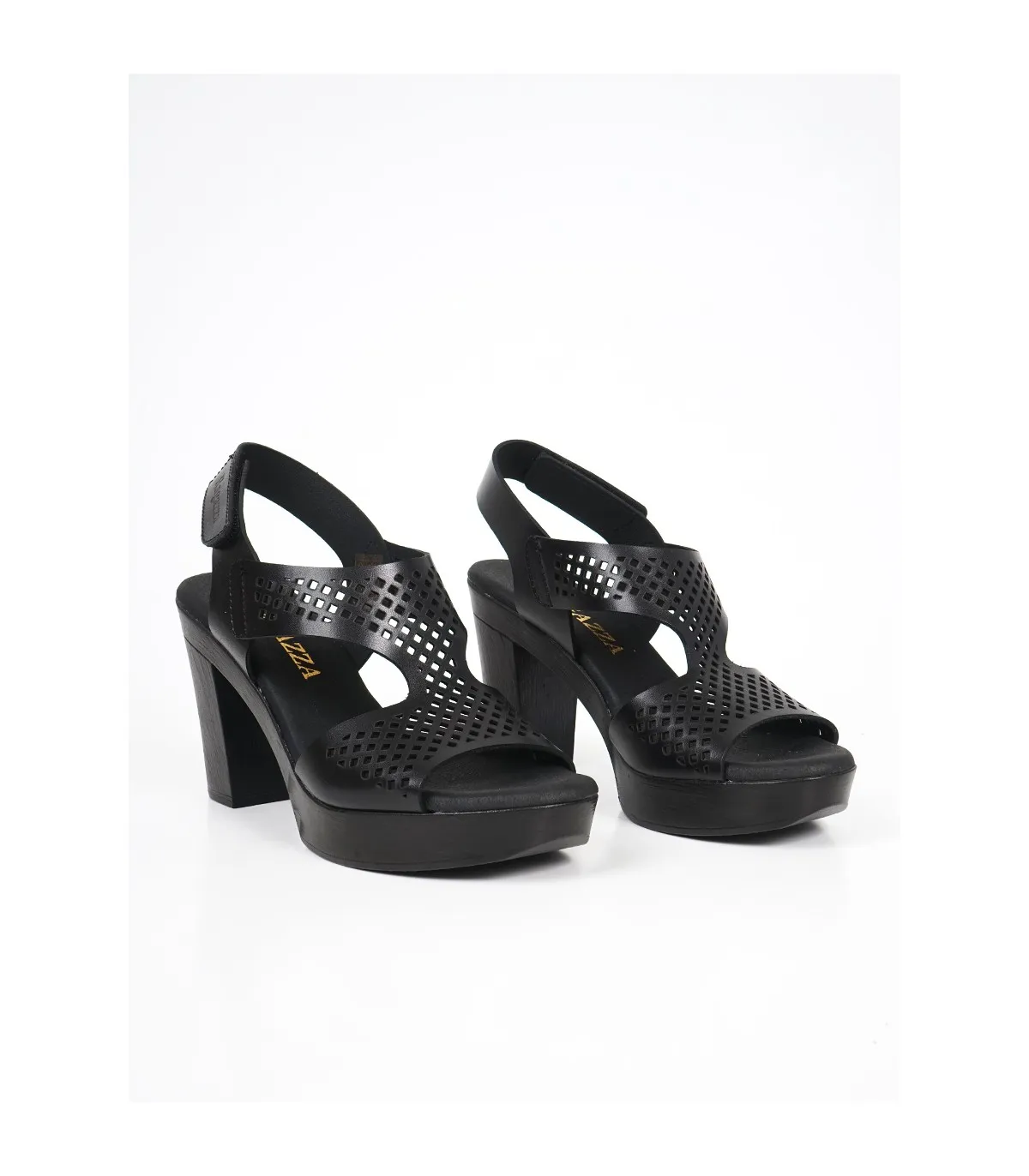 Ragazza Leather with heel Sandal- Black