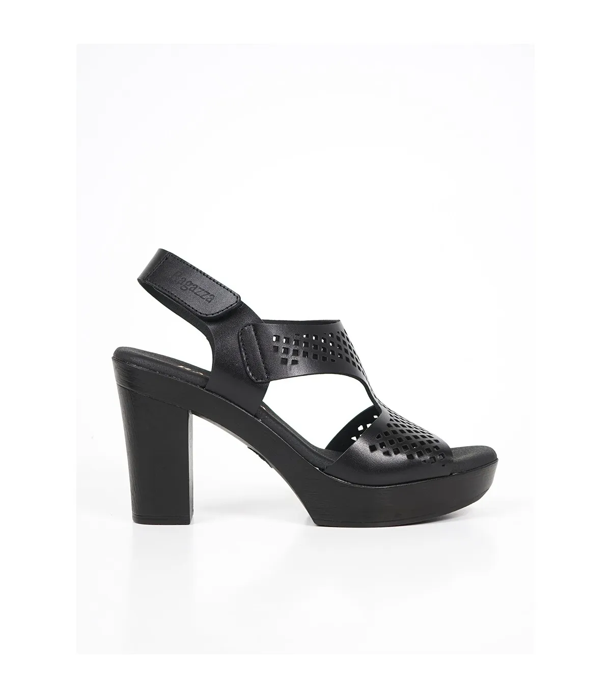 Ragazza Leather with heel Sandal- Black