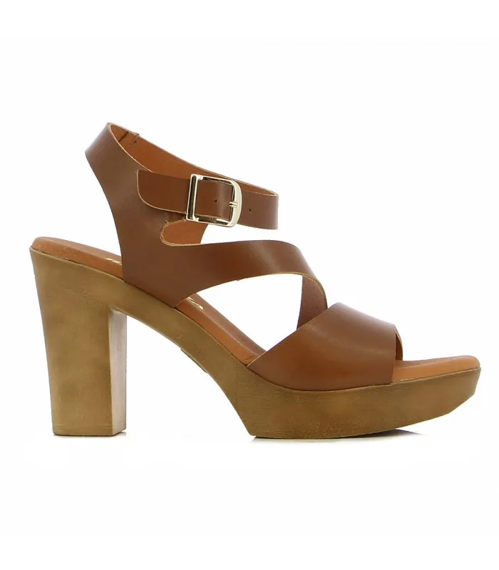 Ragazza Leather with heel Sandal- Tabac 0312