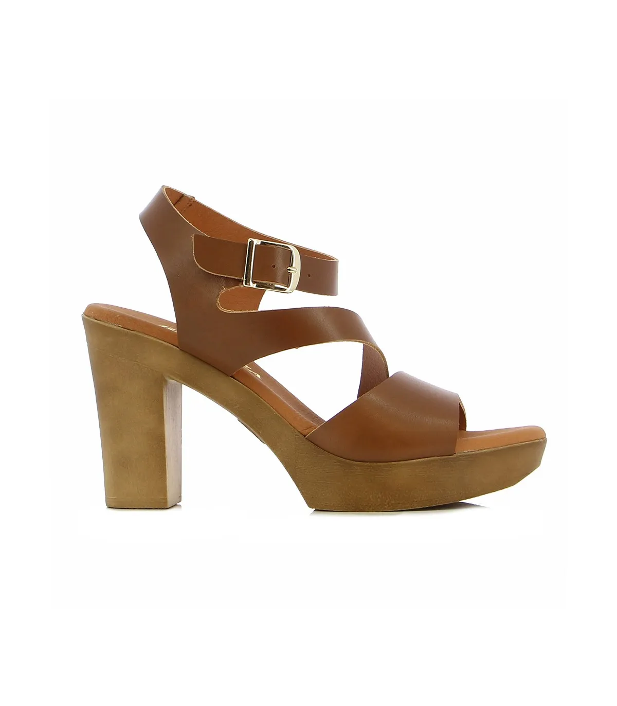 Ragazza Leather with heel Sandal- Tabac 0312