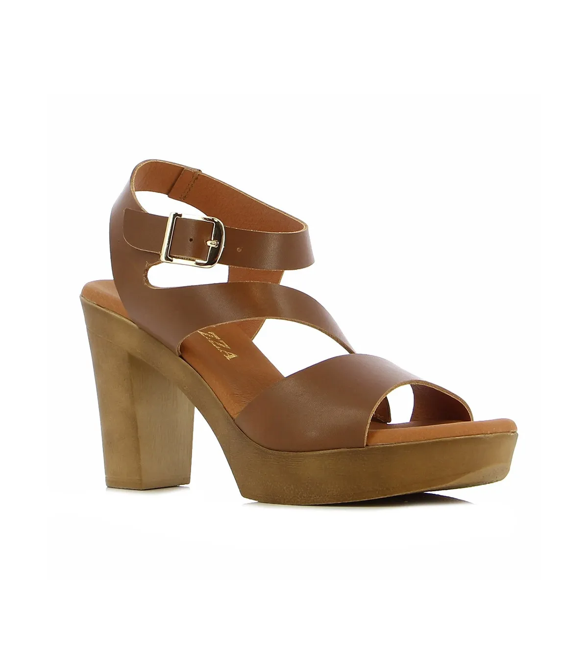 Ragazza Leather with heel Sandal- Tabac 0312