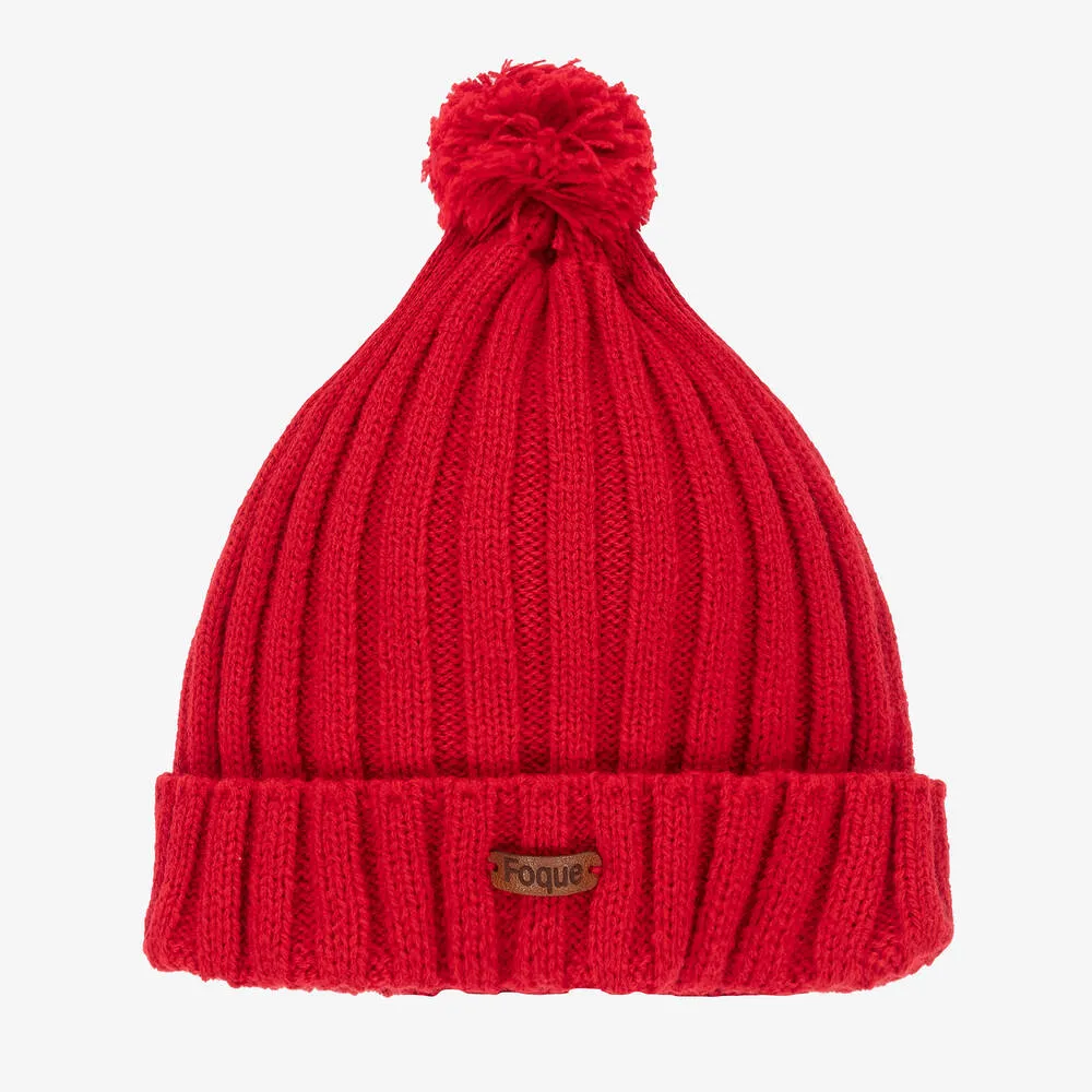 Red Knitted Pom-Pom Hat