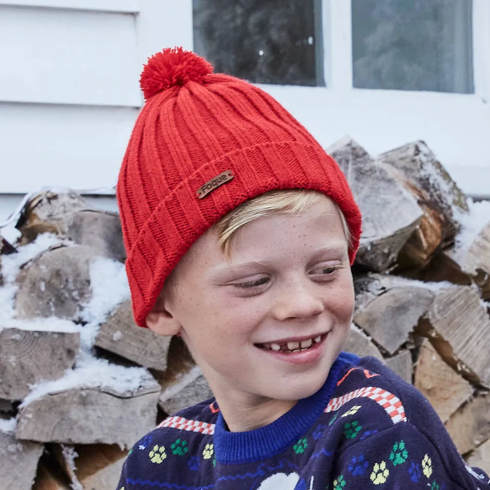 Red Knitted Pom-Pom Hat