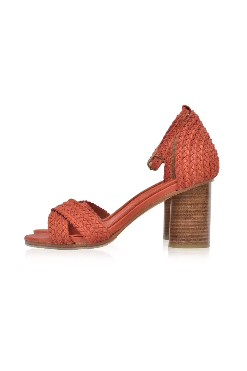 Red Vintage Bahamas Block Heel Sandals.