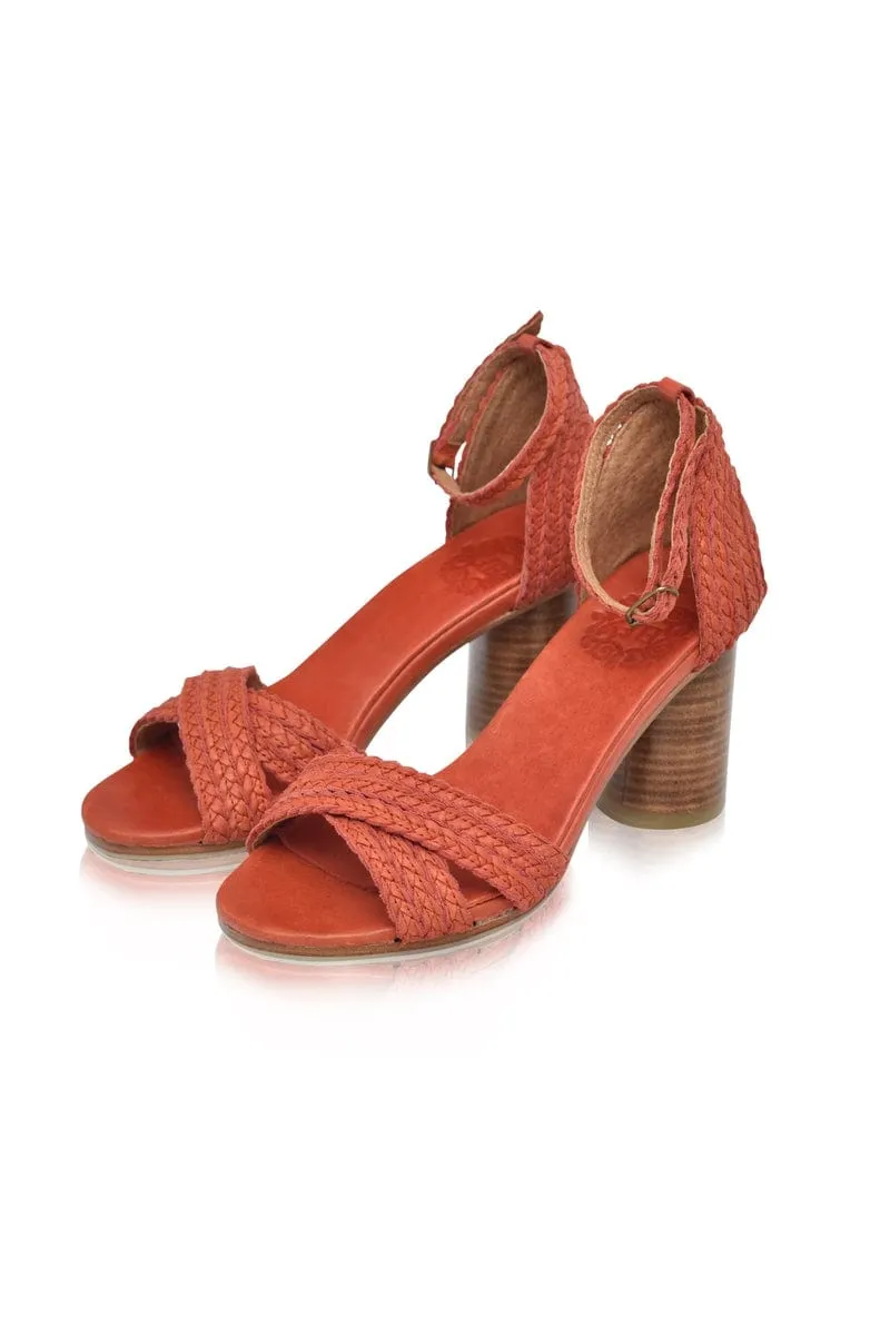 Red Vintage Bahamas Block Heel Sandals.