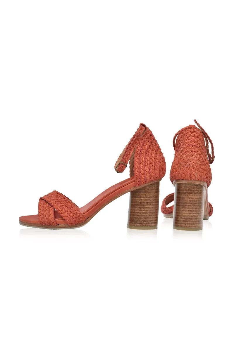 Red Vintage Bahamas Block Heel Sandals.