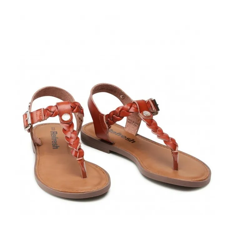 Sandali Donna Infradito Flat Cuoio Refresh 79421