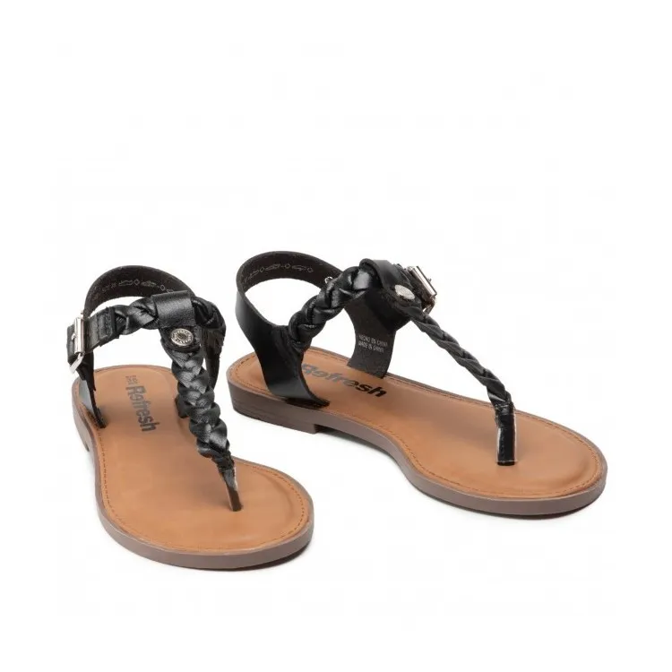 Nero Flat Sandali Donna Infradito Refresh 79421