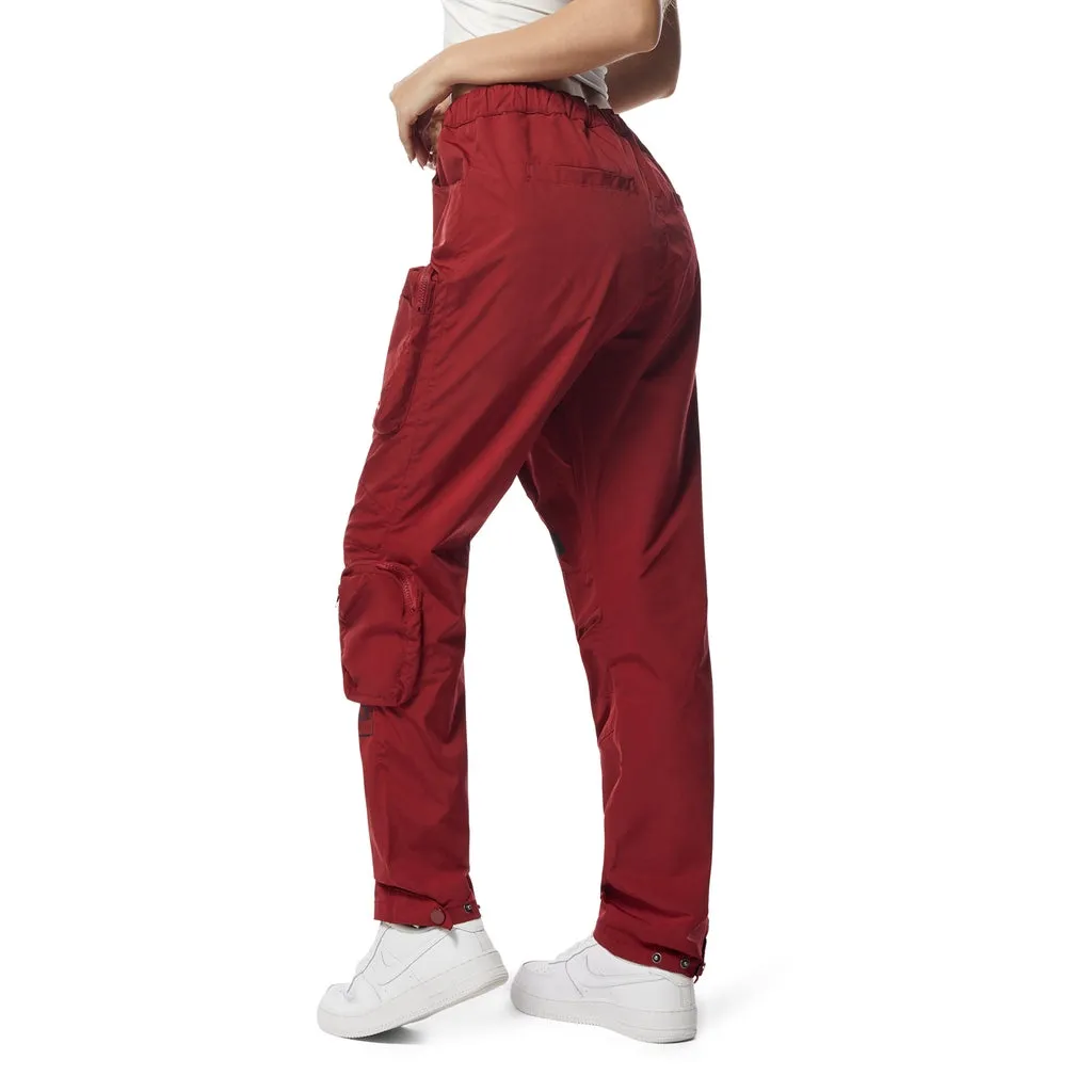 Relaxed Slouched 3D Pocket Utility Windbreaker Joggers - Burgundy