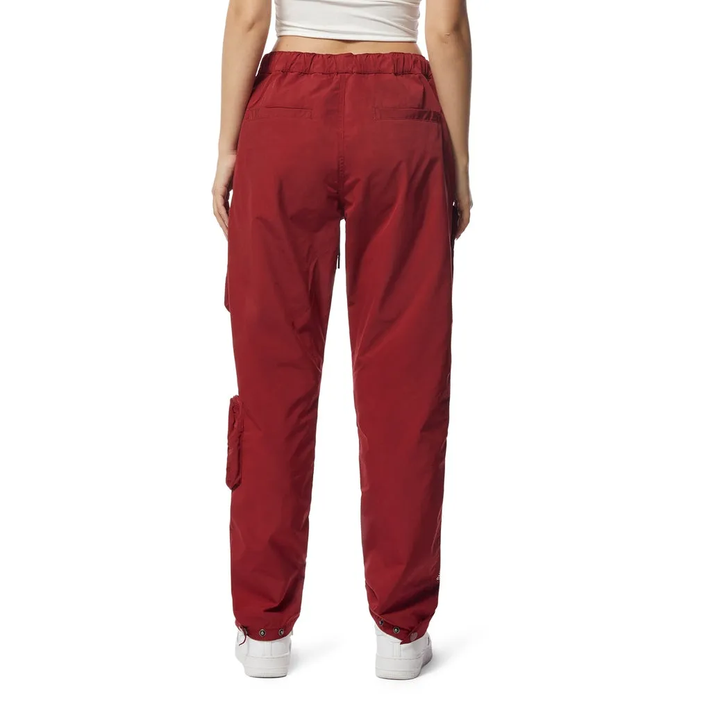 Relaxed Slouched 3D Pocket Utility Windbreaker Joggers - Burgundy