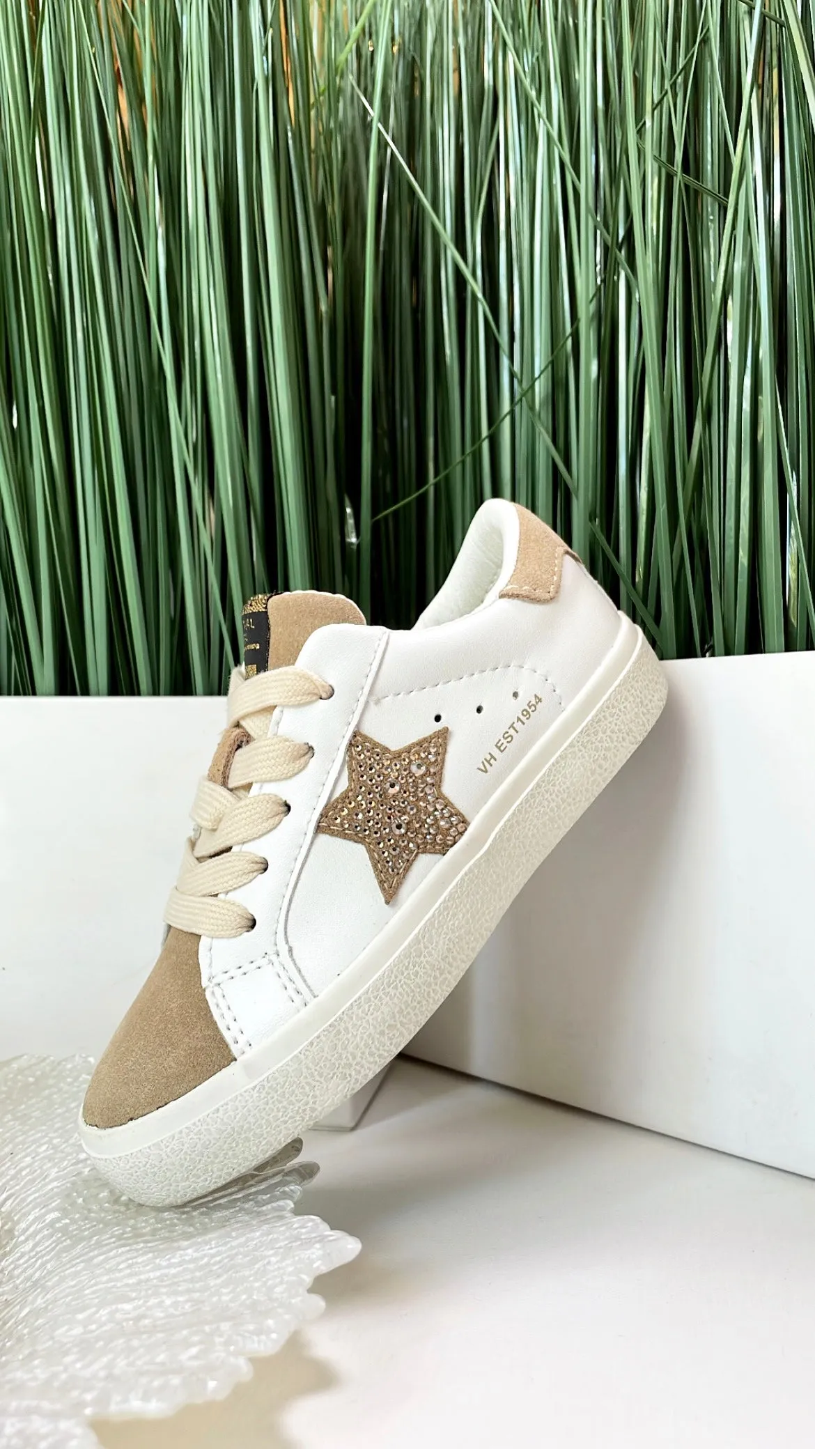 RHINESTONE STAR SNEAKERS CAMEL SUEDE