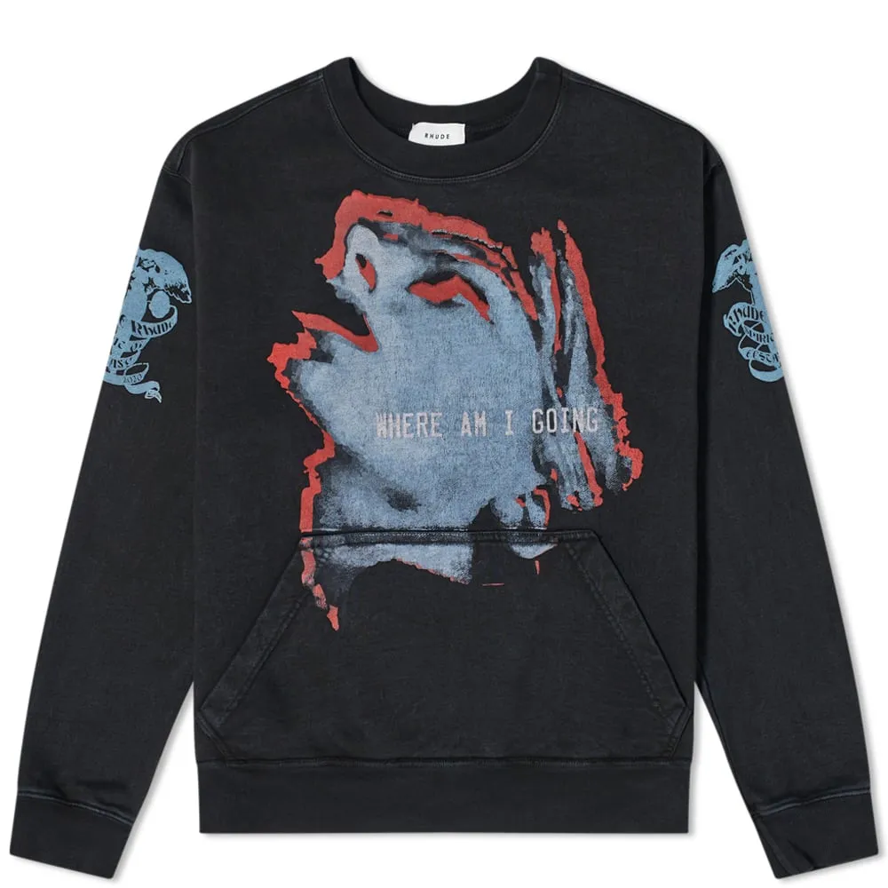 Rhude Crew SweatBlack with 3D Girl Design