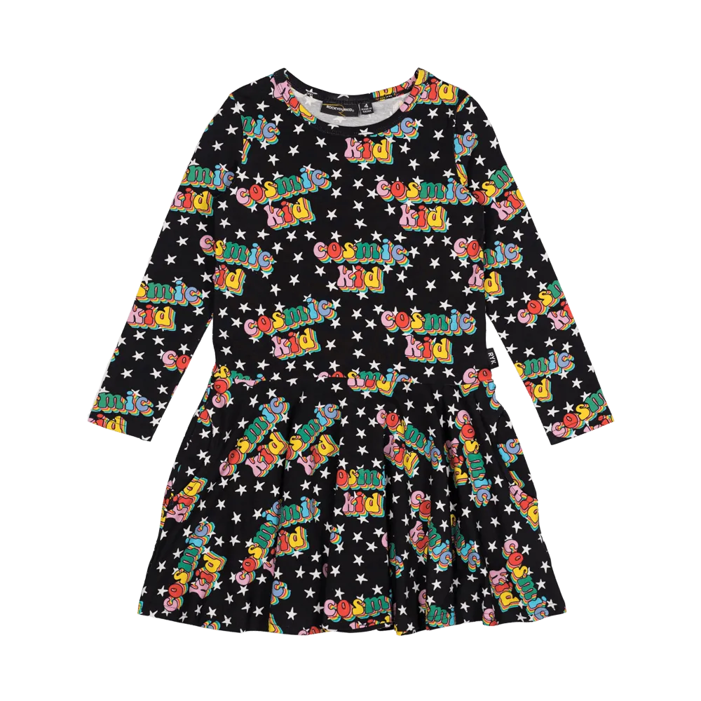 Cosmic Kid LS Drop Waist Dress - Rock Your Baby