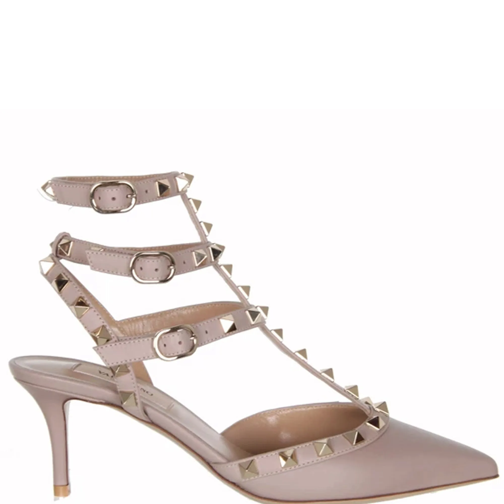 Rockstud Kitten Heels 65 Nude Leather