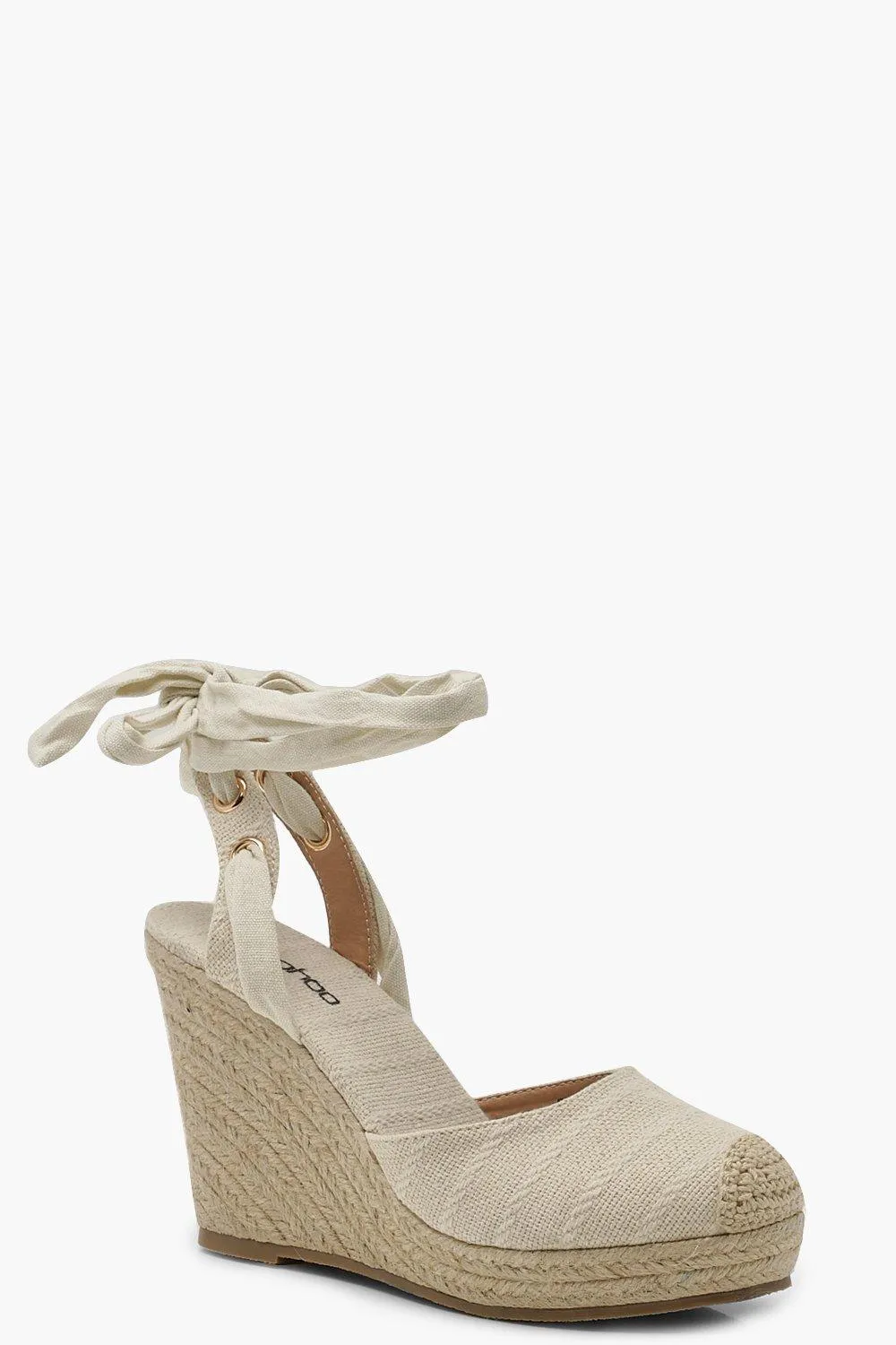 Round Toe Wrap Espadrille Wedges