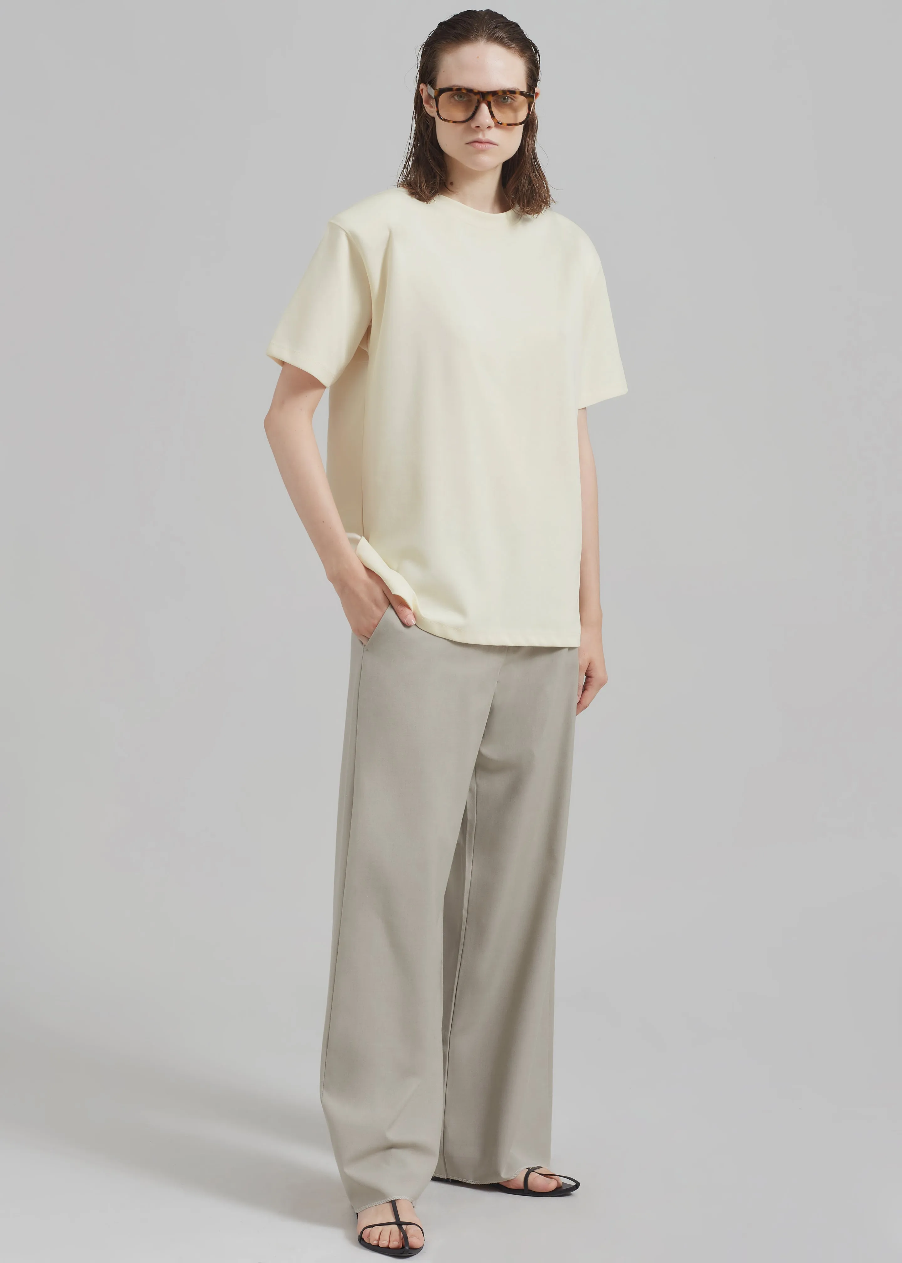 Rowen Padded Shoulder Tee - Cream