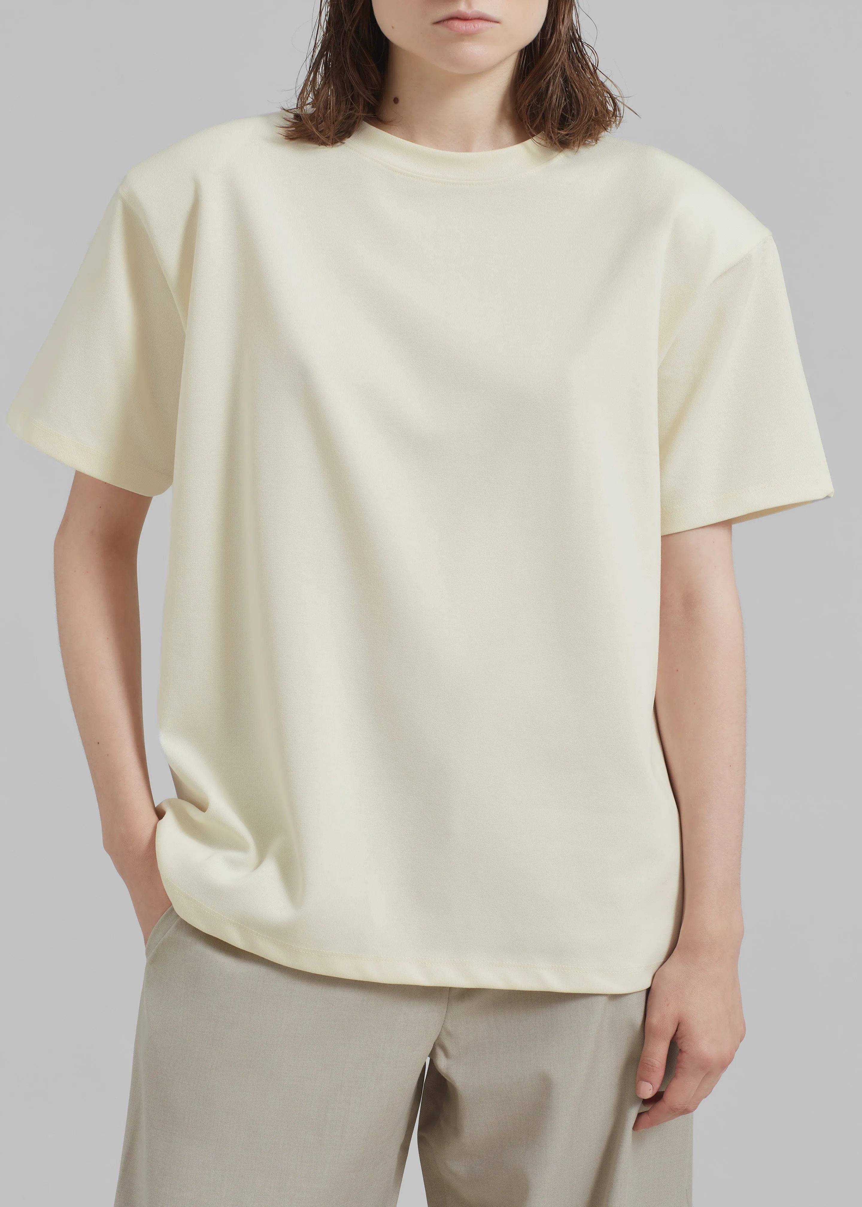 Rowen Padded Shoulder Tee - Cream