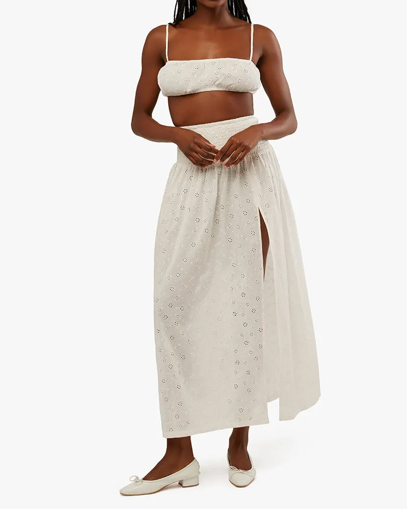 Ruched Eyelet Bra Top | Off White