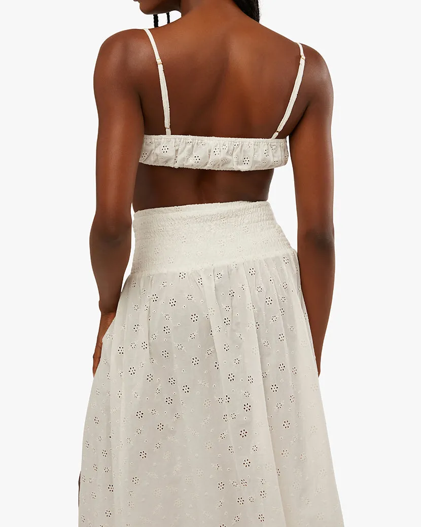 Ruched Eyelet Bra Top | Off White