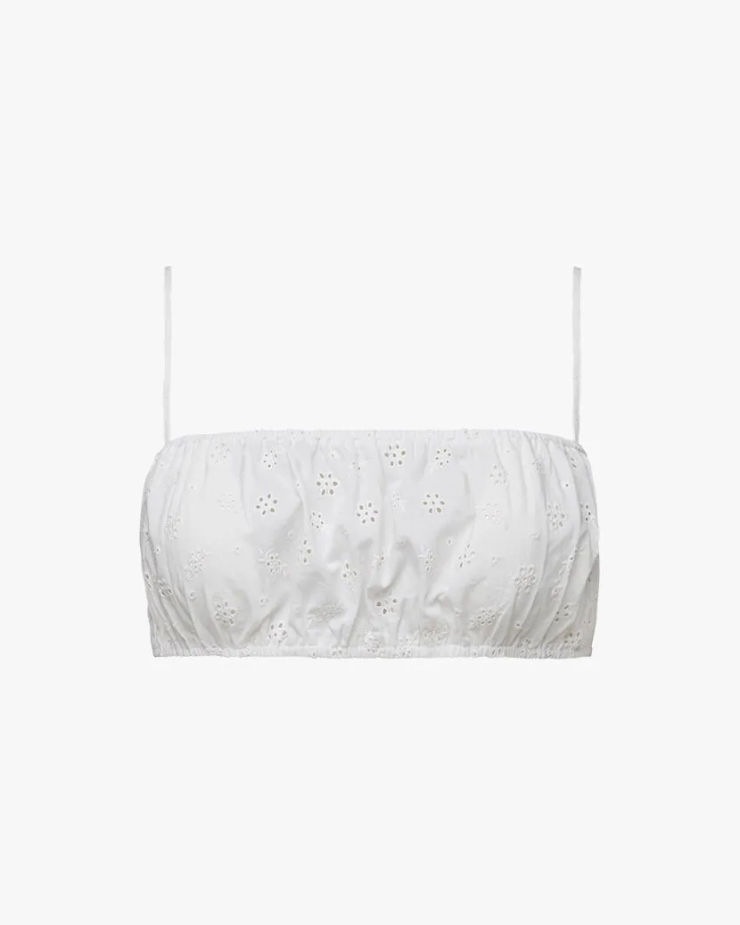 Ruched Eyelet Bra Top | Off White