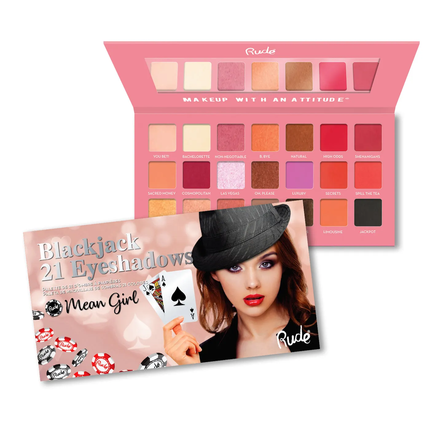 RUDE Blackjack Mean Girl Paleta de Sombras 21 Tonos