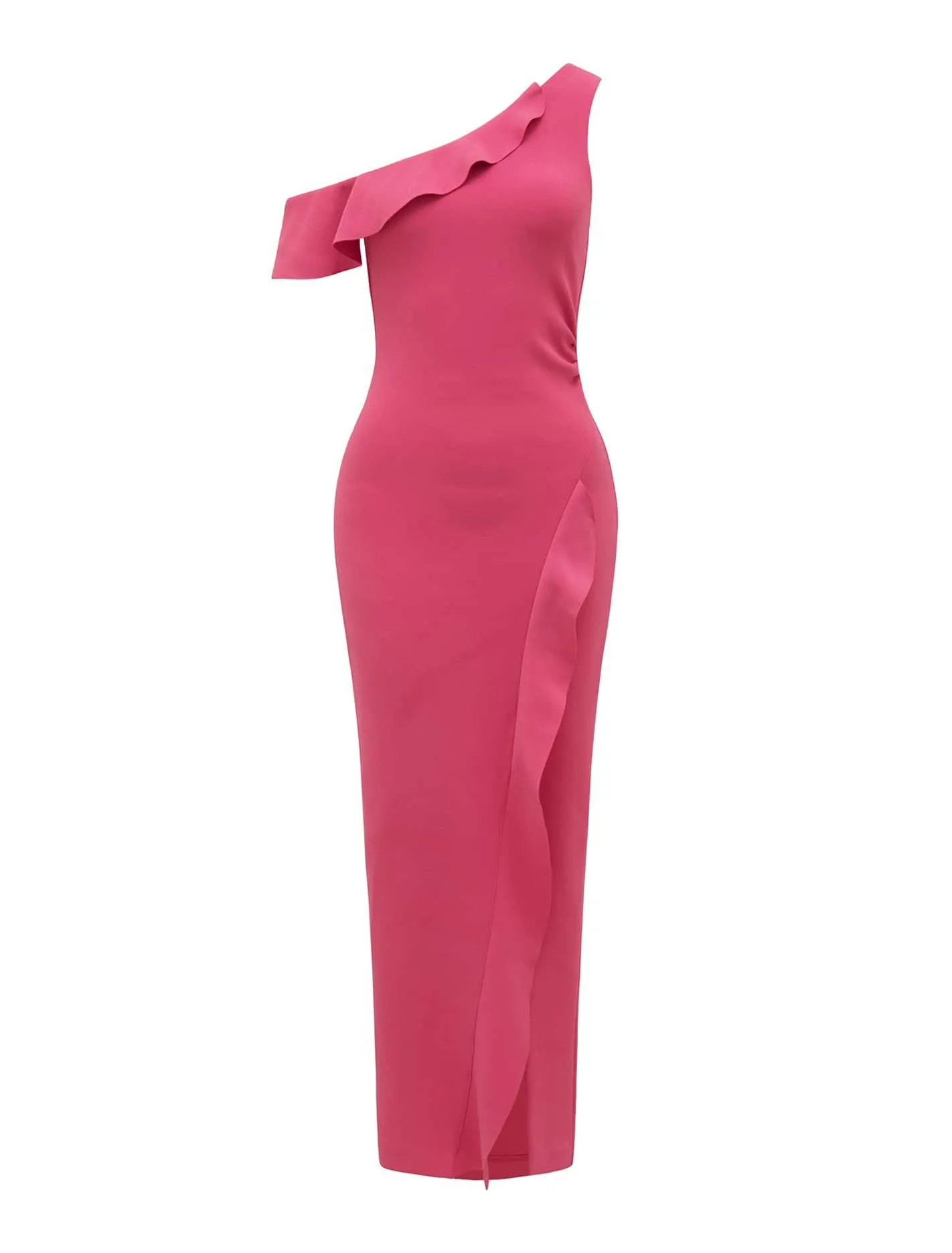 Ruffle Bodycon Dress with One Shoulder by Tyra