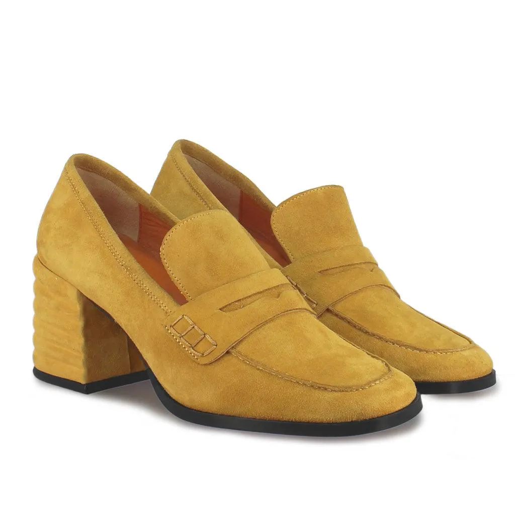 Saint Amelia Mustard Suede Leather Handcrafted Shoes