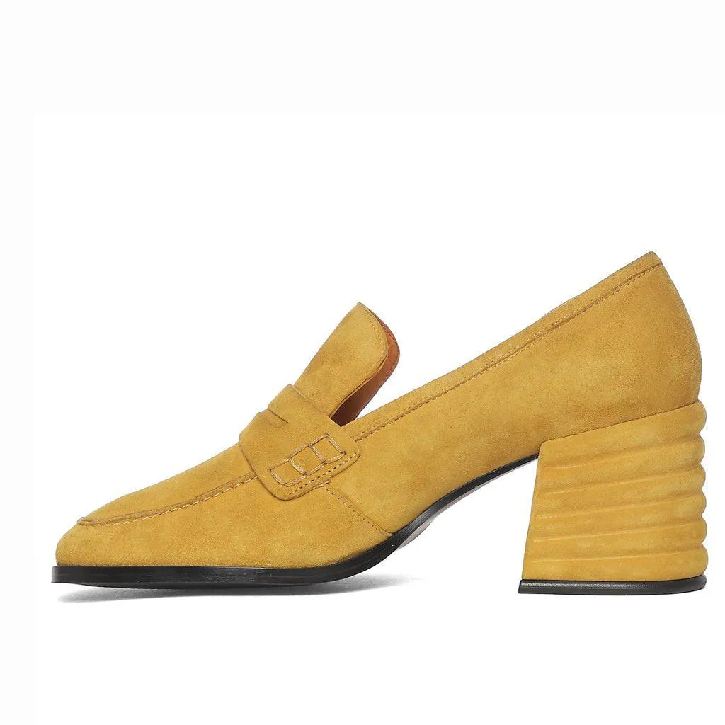 Saint Amelia Mustard Suede Leather Handcrafted Shoes