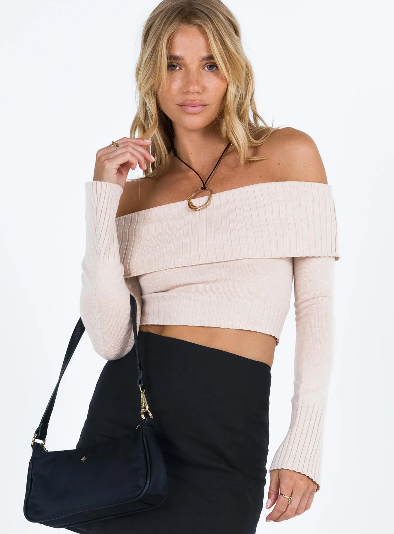 Off-The-Shoulder Top in Beige