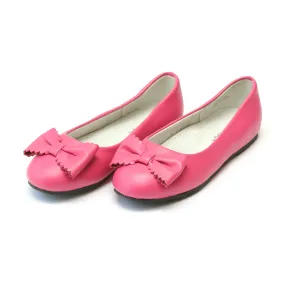 Scalloped Leather Ballet Flat with Bow - Irina