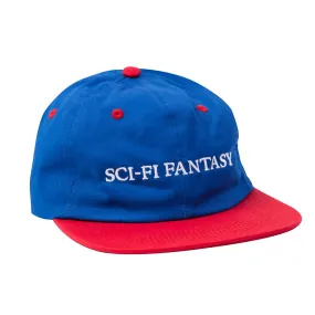 SCI-FI FANTASY FLAT LOGO HAT // ROYAL/RED