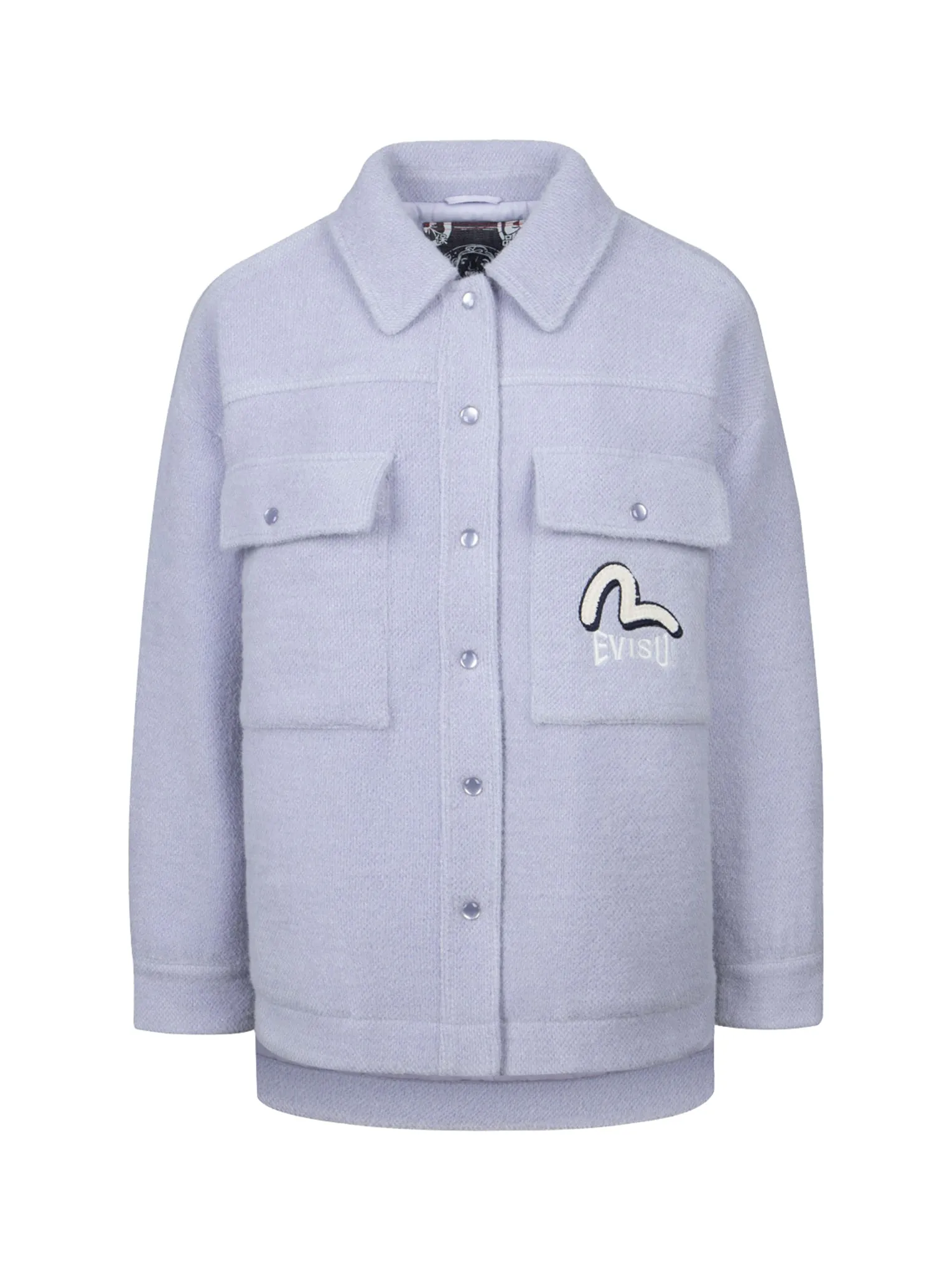 Seagull Applique Fashion Fit Knitted Shirt Jacket